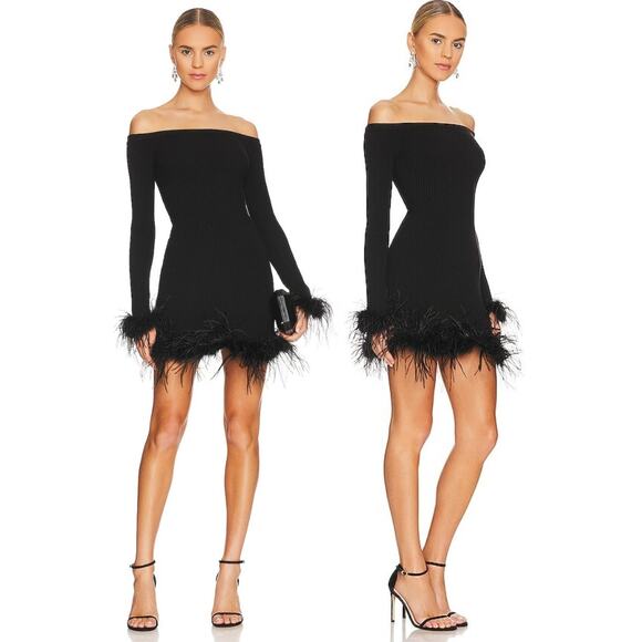 Lovers and Friends Ellerie Feather Sweater Dress Dark Fairy Witchy Size XS - Picture 1 of 10